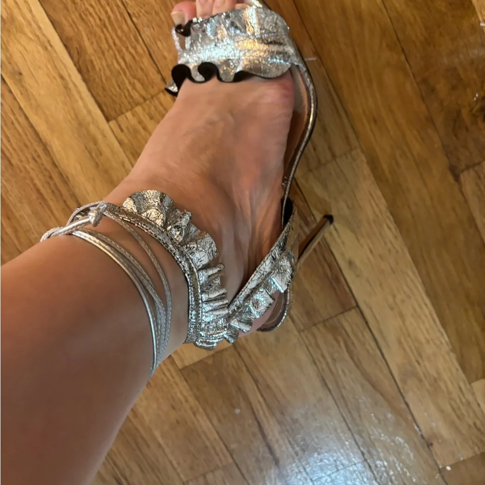 SCHUTZ Silver Glamorous Sandals - Picture 5 of 10